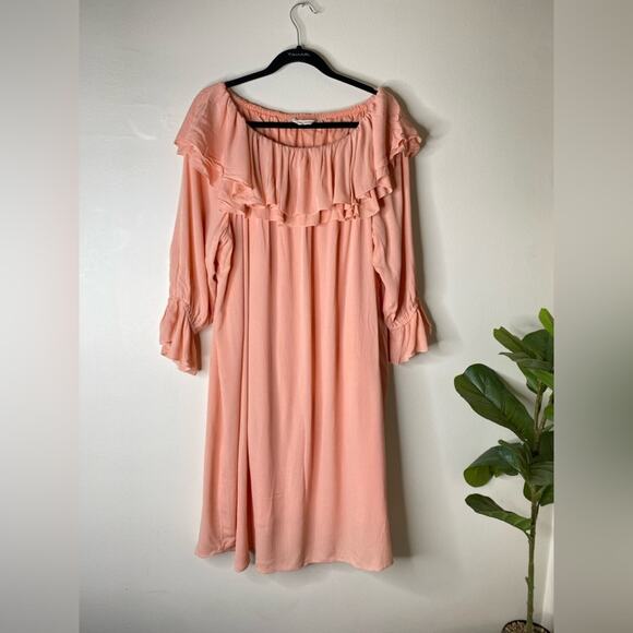 Soft Surroundings Gauze Off Shoulder Dress Bossa Nova Pink Easter Plus size‎ - Picture 2 of 6